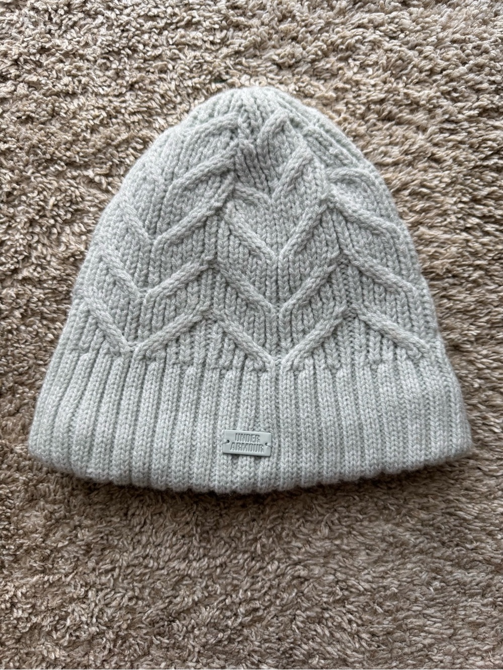 Under Armour Light Gray Cable Knit Beanie One Size
